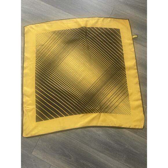 Vintage Scarf Wrap Square Geometric 31” Yellow Retro Career Multi-functional - Picture 6 of 8